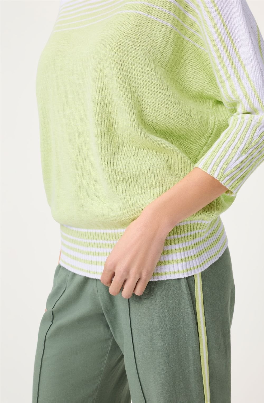 Lime Yellow Striped Chloe Summer Pullover