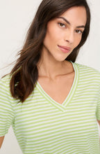 Lime Yellow Stripes Drawstring Hem Clara Top
