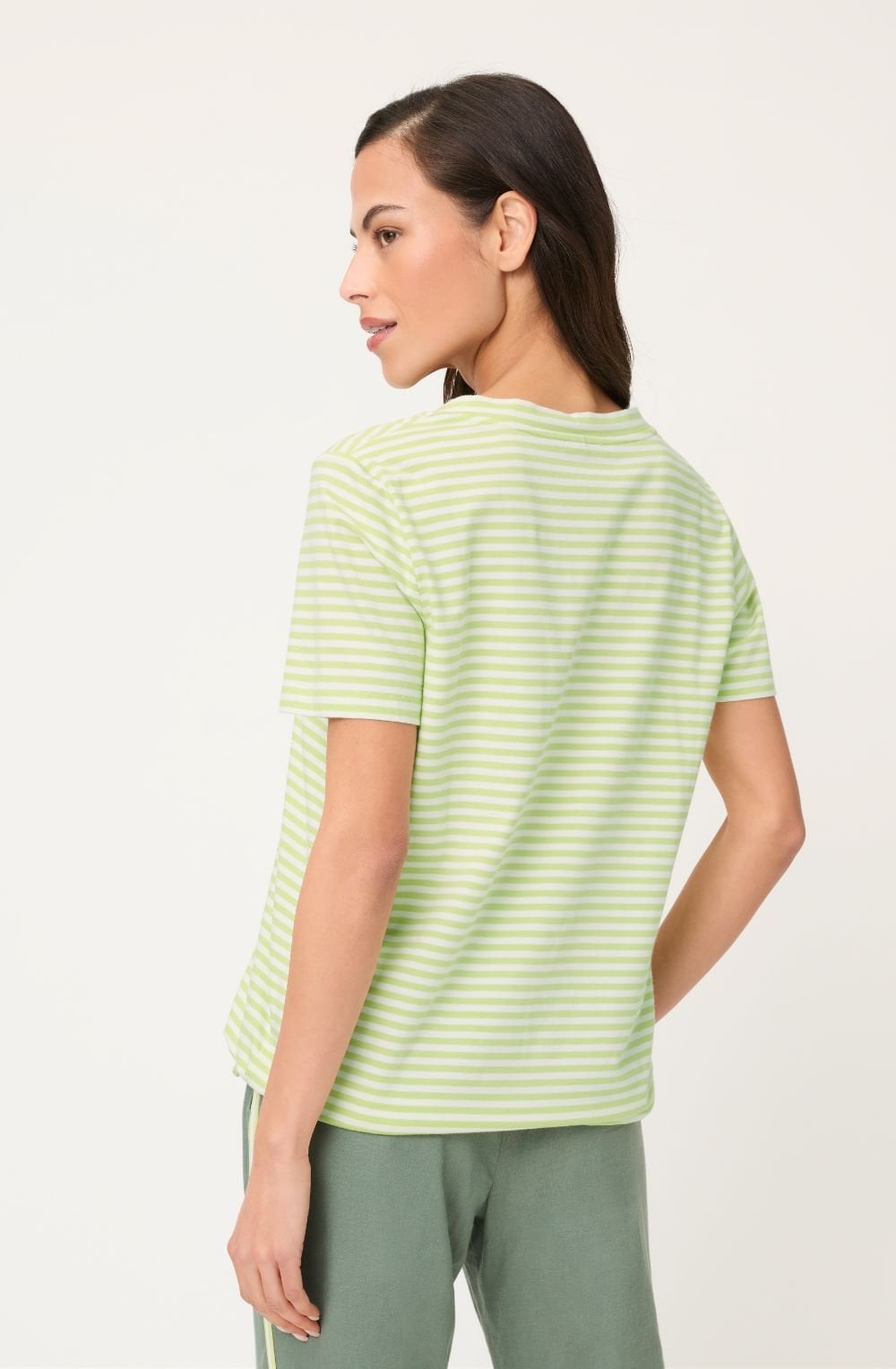 Lime Yellow Stripes Drawstring Hem Clara Top