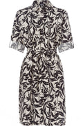 Linen Leaf Design Shirt Dress