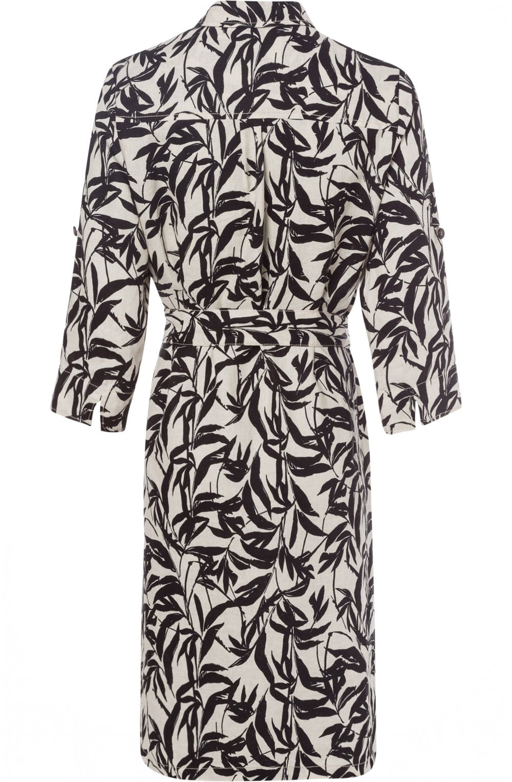 Linen Leaf Design Shirt Dress