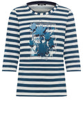 Midnight Teal Floral and Stripe Hannah Top