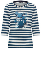 Midnight Teal Floral and Stripe Hannah Top