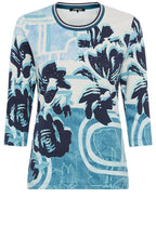 Midnight Teal Floral and Studded Edda Top
