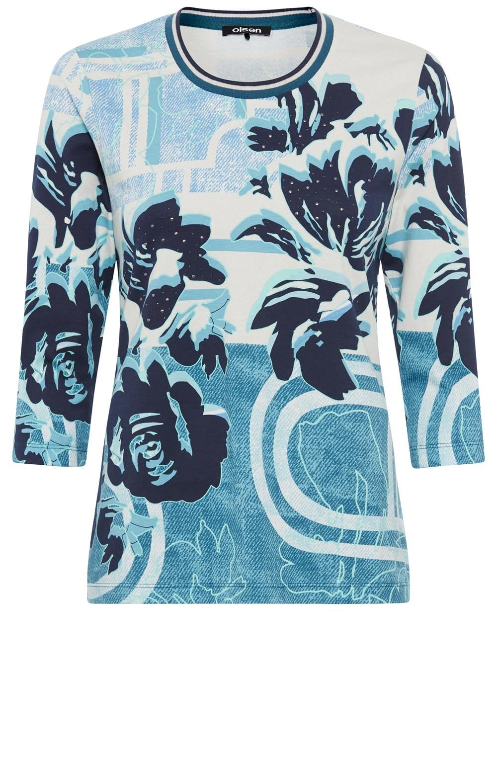 Midnight Teal Floral and Studded Edda Top
