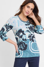 Midnight Teal Floral and Studded Edda Top