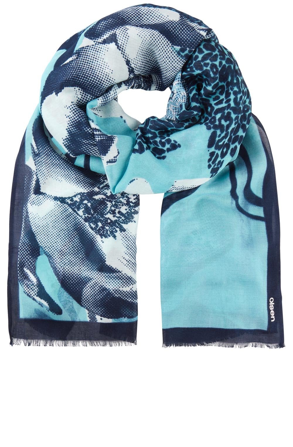 Midnight Teal Mixed Print Scarf