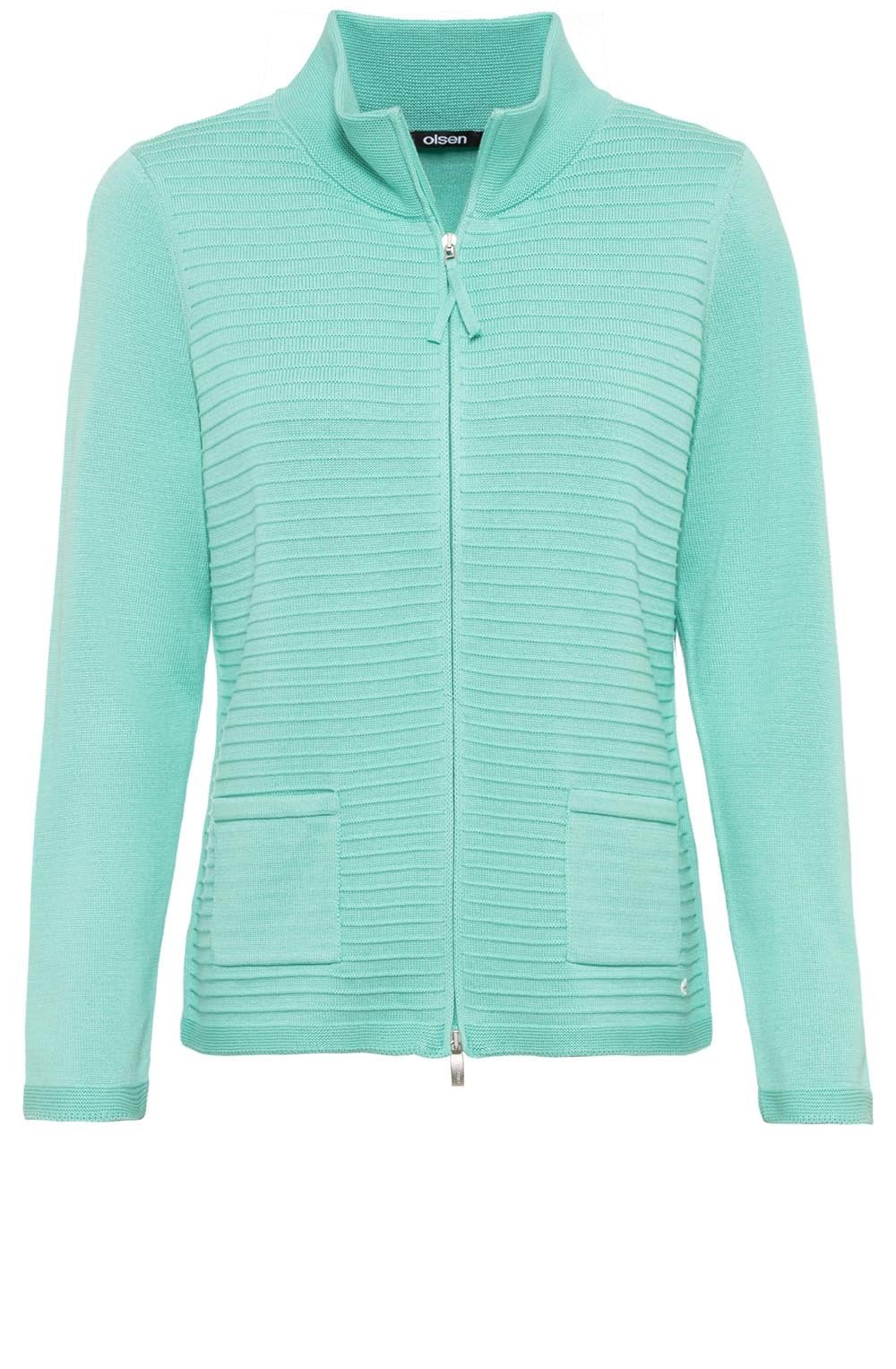Mint Horizontal Ribbed Knit Cardigan