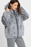Misty Grey Faux Fur Oversized Reversible Jacket