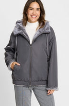 Misty Grey Faux Fur Oversized Reversible Jacket