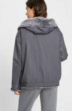 Misty Grey Faux Fur Oversized Reversible Jacket