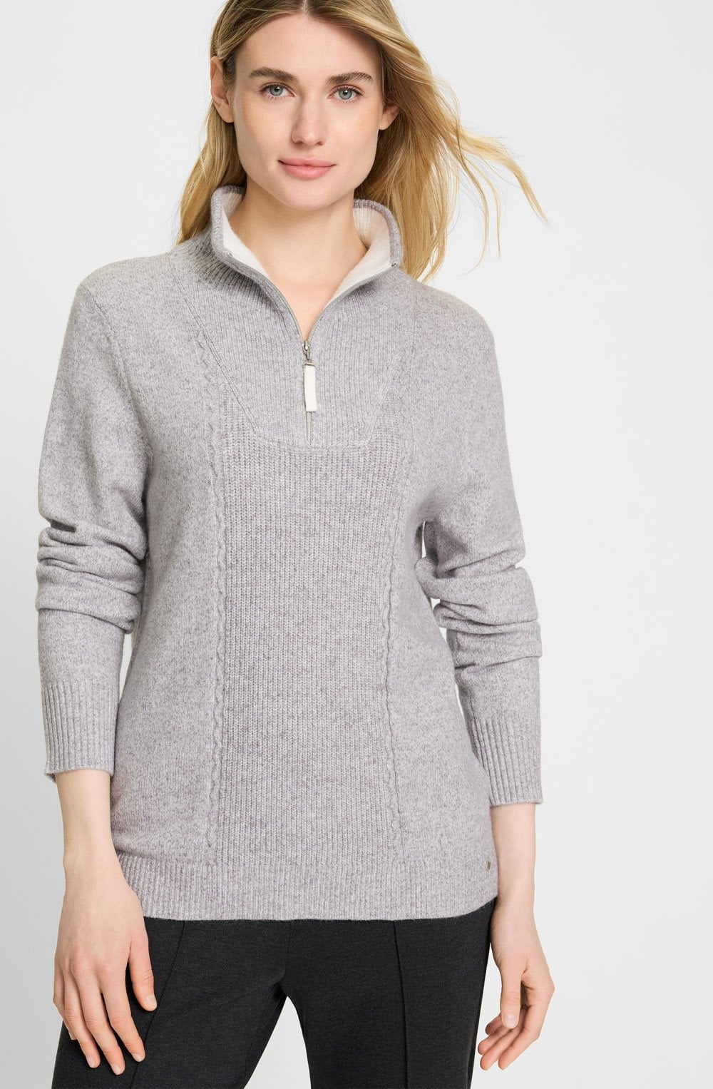 Misty Grey Half Zip Henny Jumper