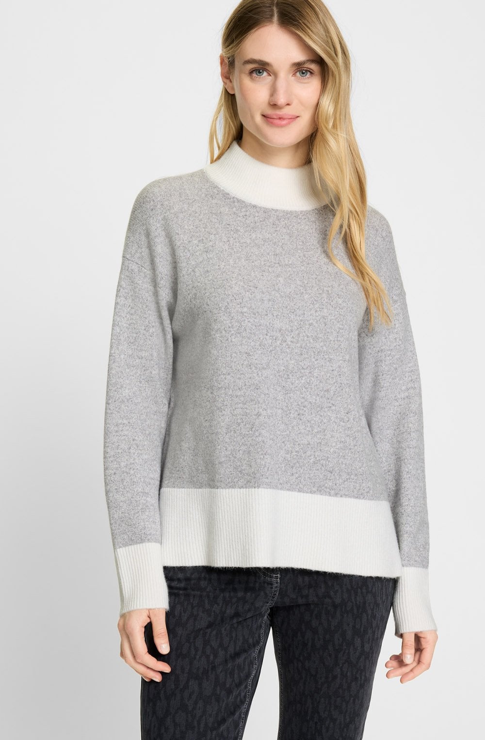 Misty Grey High Neck Relaxed Cora Jumper