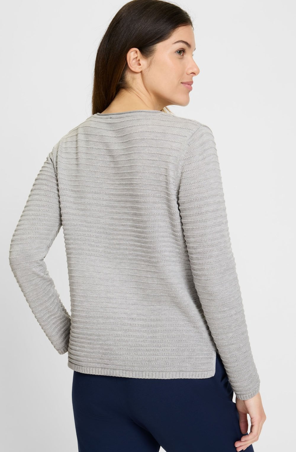 Misty Grey Horizontal Knit Henny Jumper