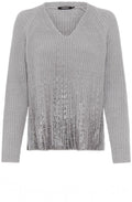 Misty Grey Ribbed Knit Shimmer Henny Jumper