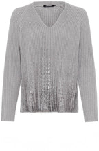 Misty Grey Ribbed Knit Shimmer Henny Jumper