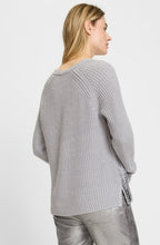 Misty Grey Ribbed Knit Shimmer Henny Jumper