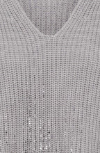 Misty Grey Ribbed Knit Shimmer Henny Jumper