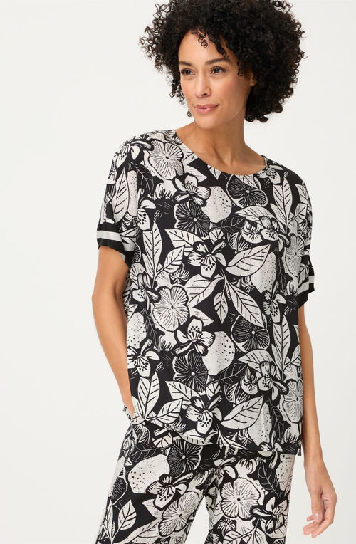 Monochrome Bold Floral Print Blouse