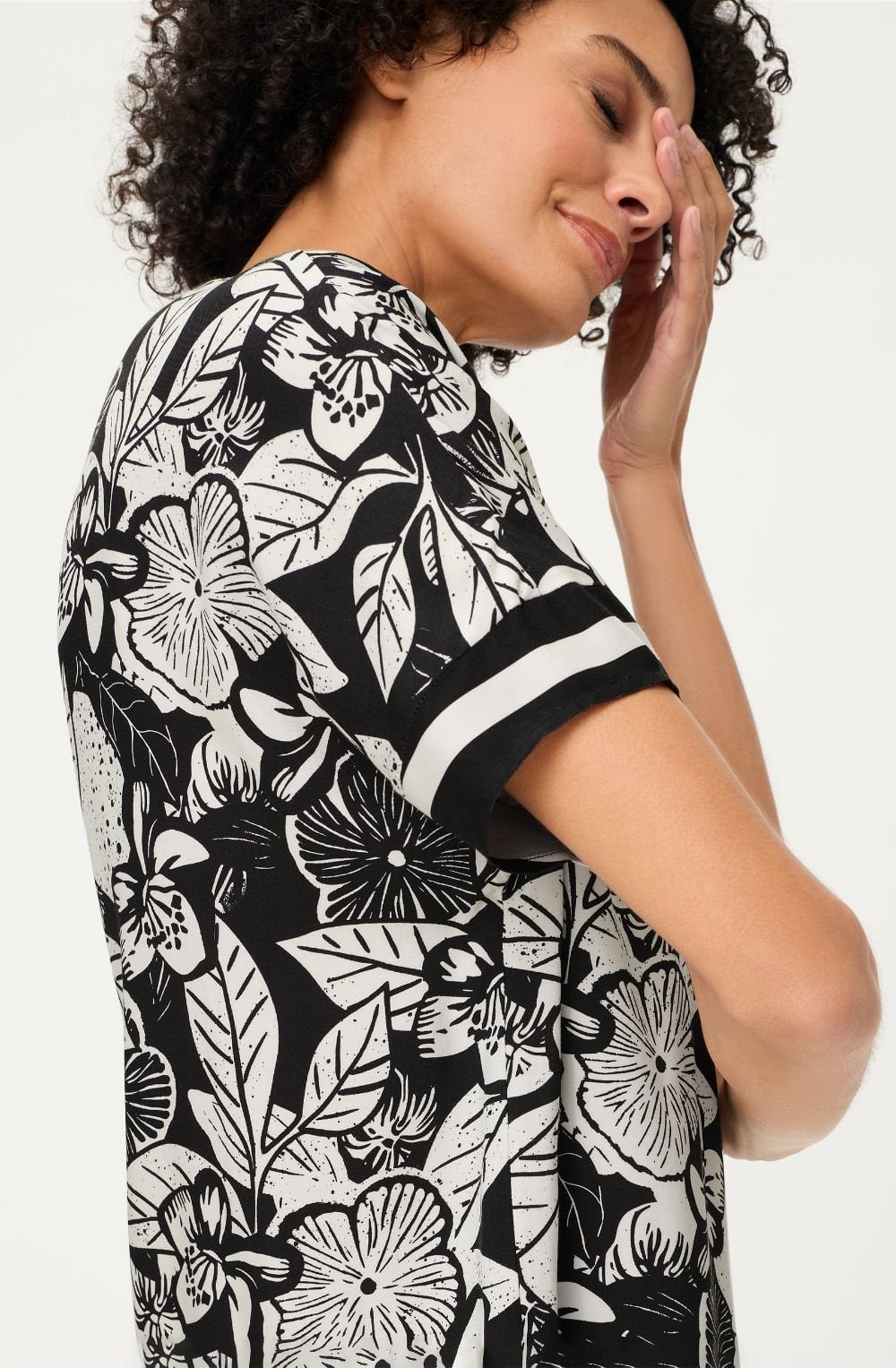 Monochrome Bold Floral Print Blouse