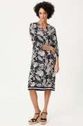 Monochrome Floral Print Dress