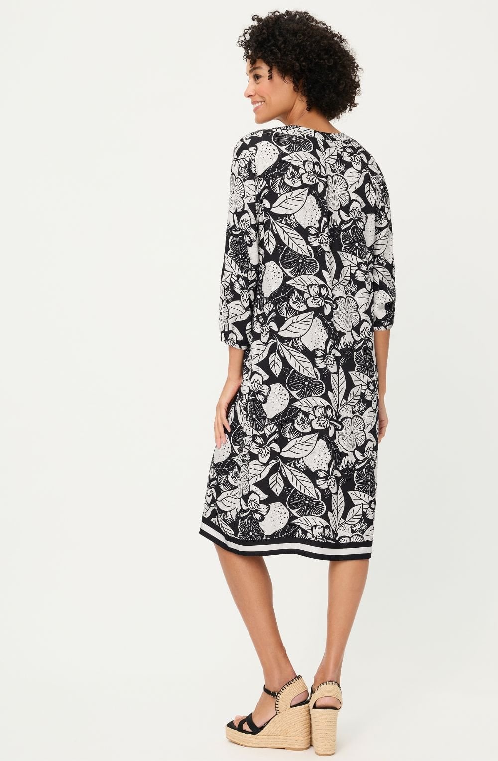Monochrome Floral Print Dress
