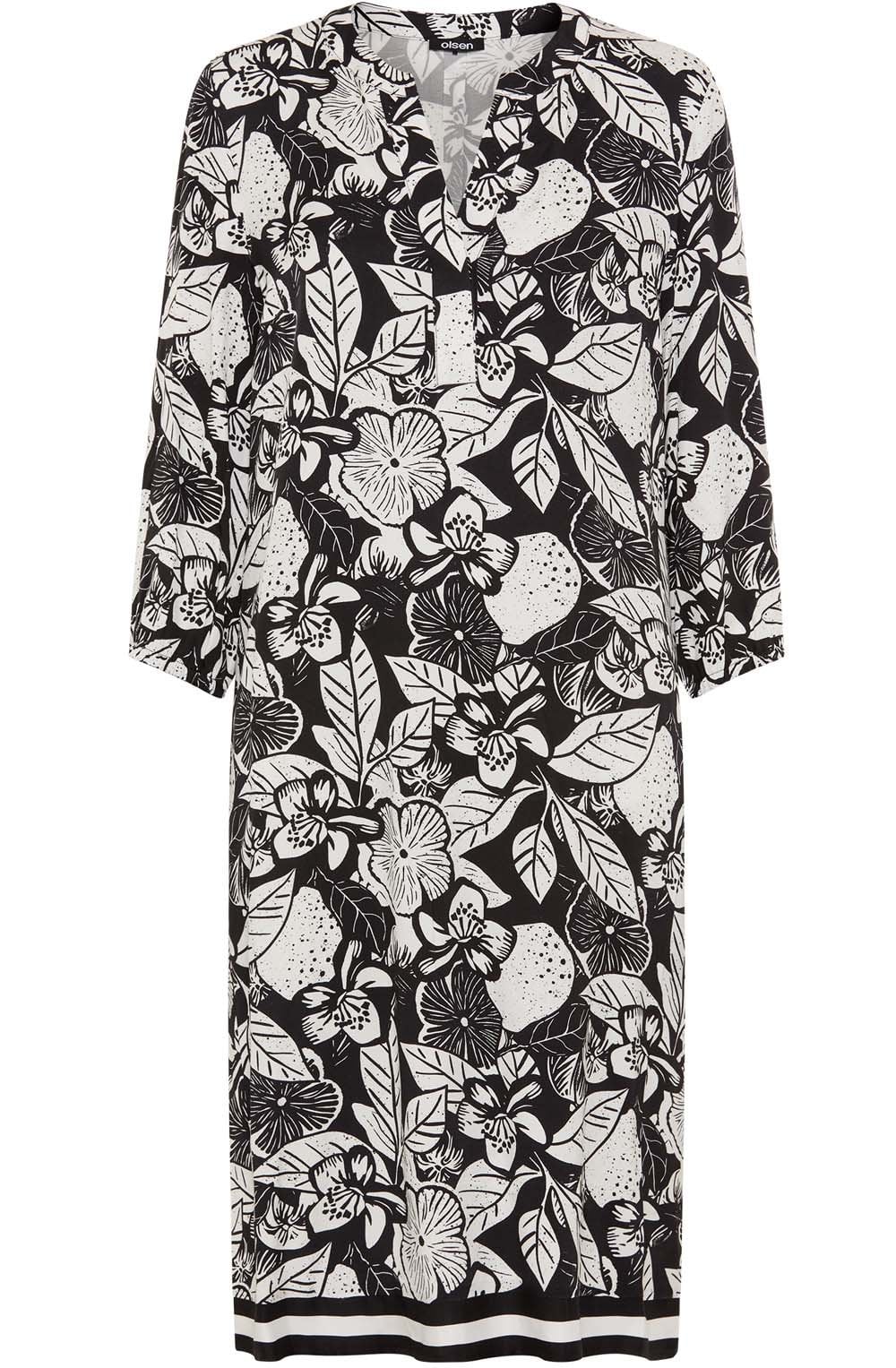 Monochrome Floral Print Dress