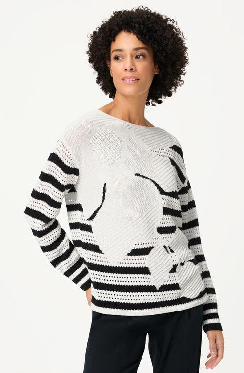 Monochrome Floral Stripe Henny Jumper