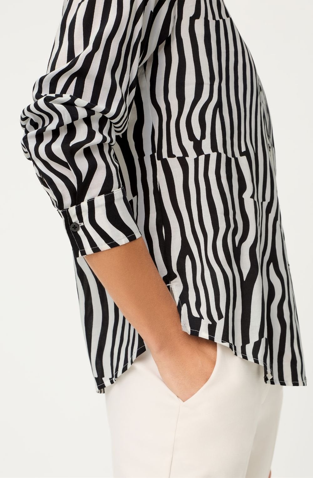 Monochrome Stripe Design Blouse