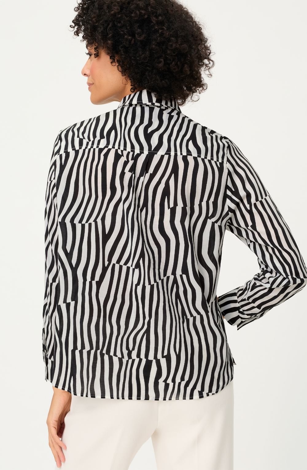Monochrome Stripe Design Blouse