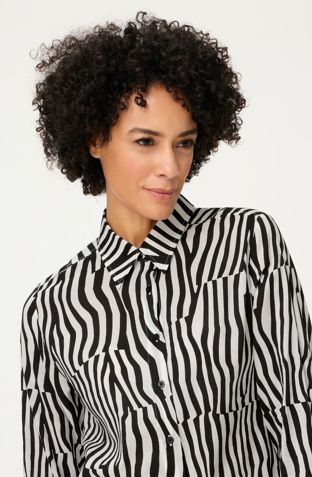 Monochrome Stripe Design Blouse