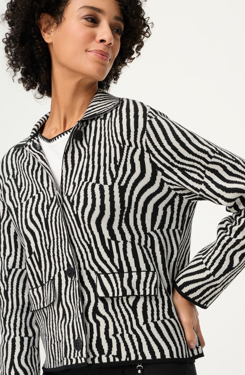 Monochrome Stripe Design Cardigan