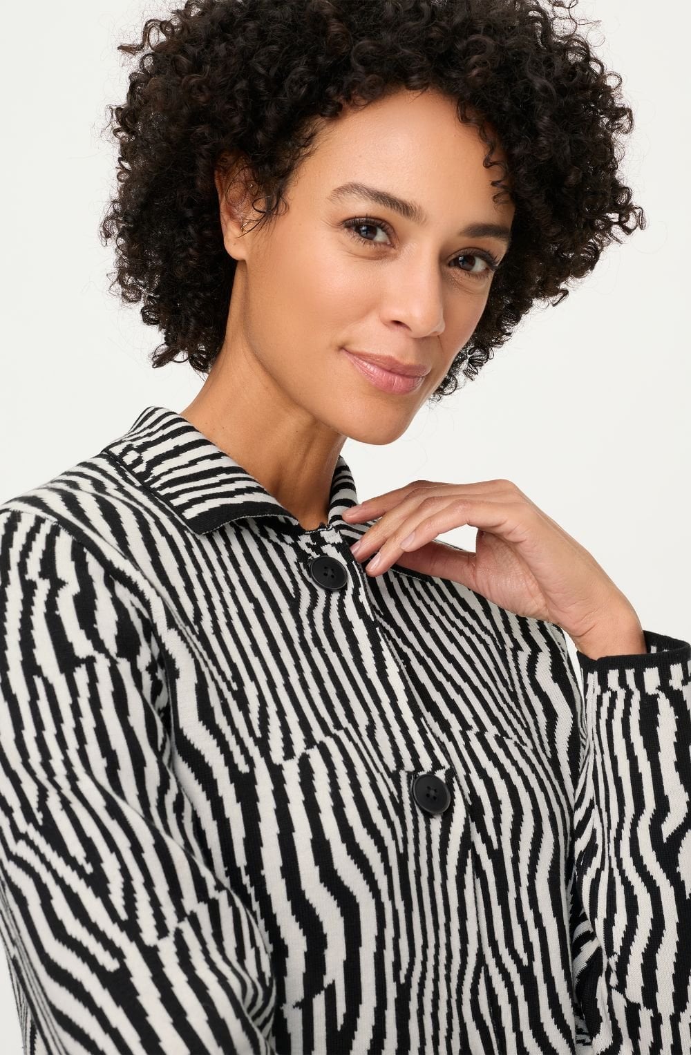 Monochrome Stripe Design Cardigan