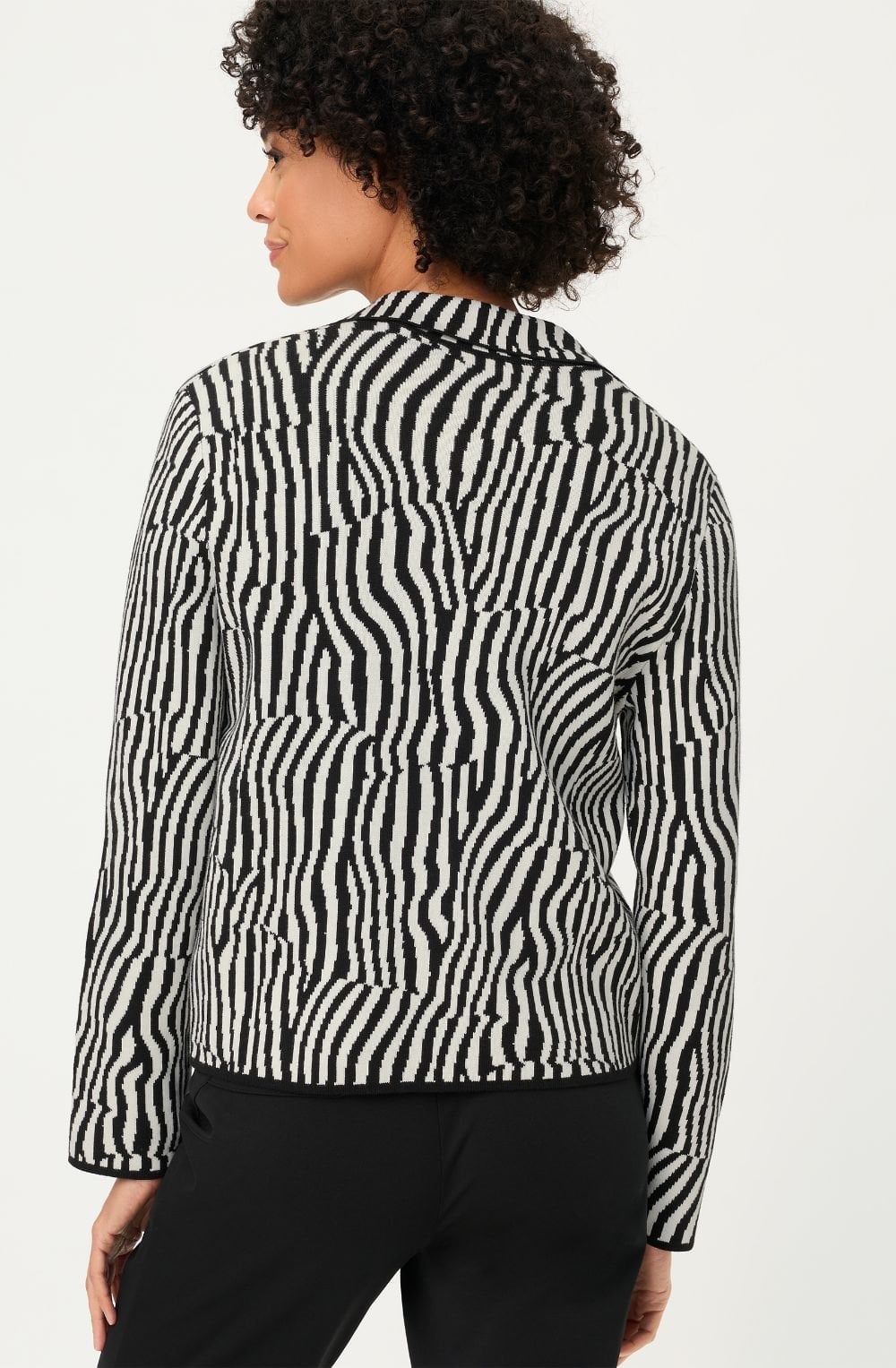 Monochrome Stripe Design Cardigan