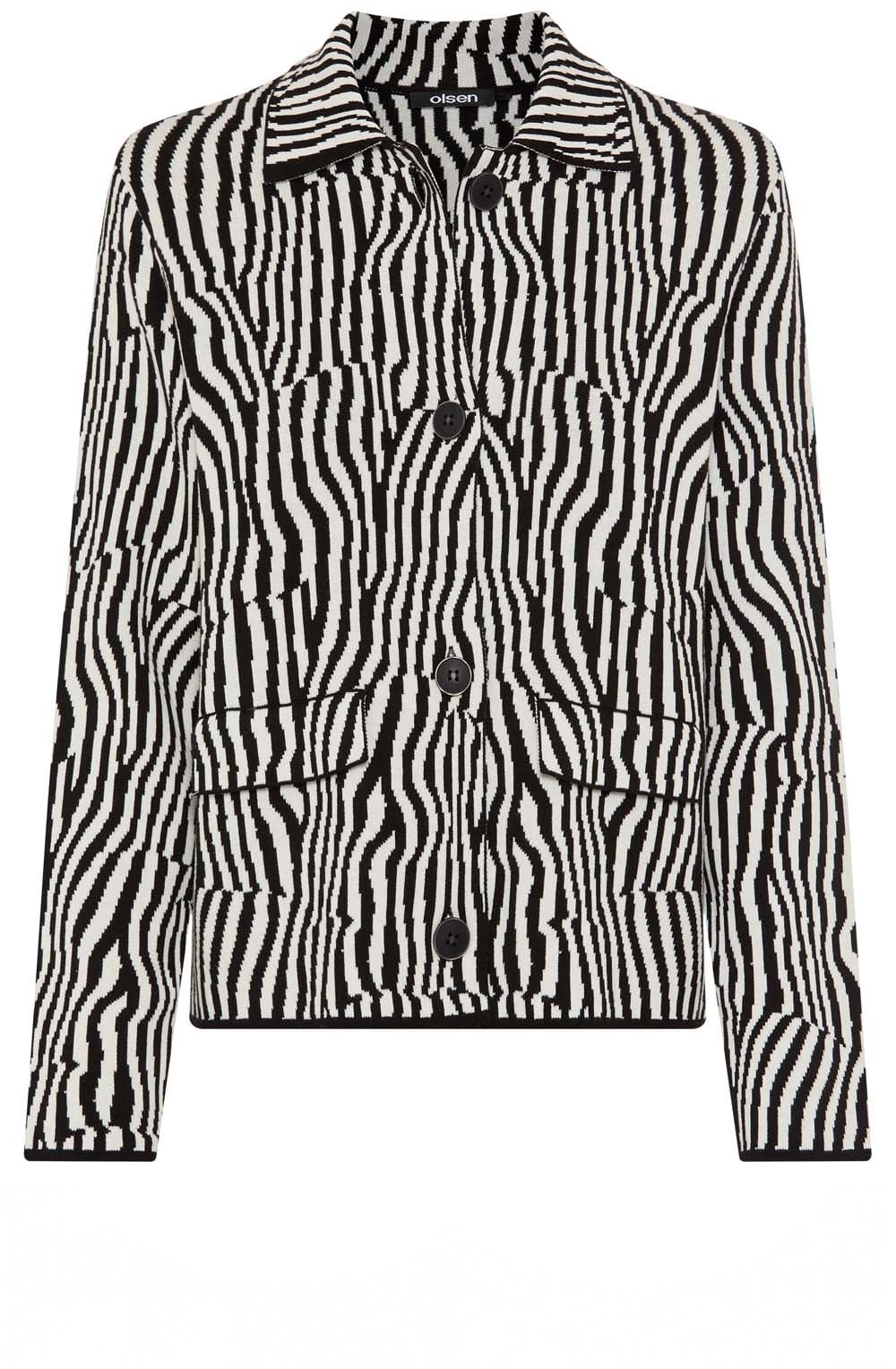 Monochrome Stripe Design Cardigan