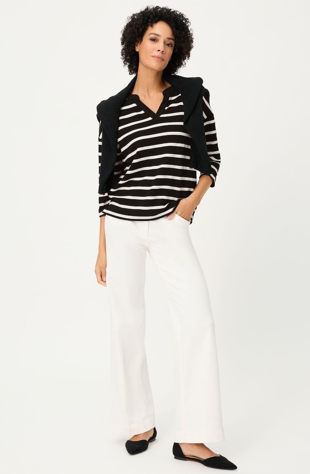 Monochrome Striped Cora Lightweight Sweatshirt