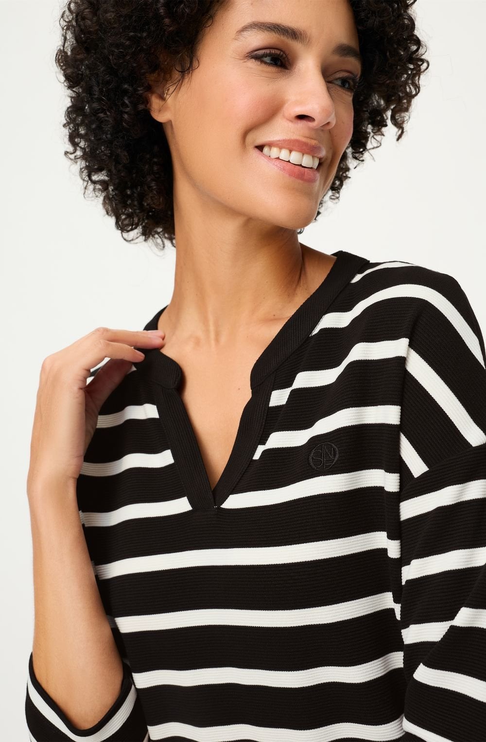 Monochrome Striped Cora Lightweight Sweatshirt