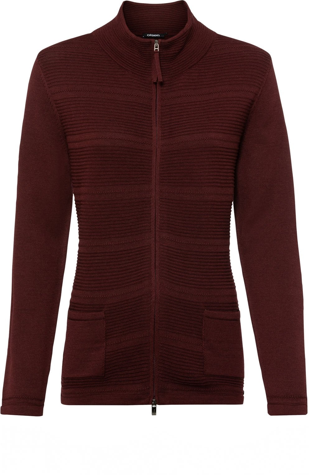 Mulberry Red Horizontal Ribbed Cardigan