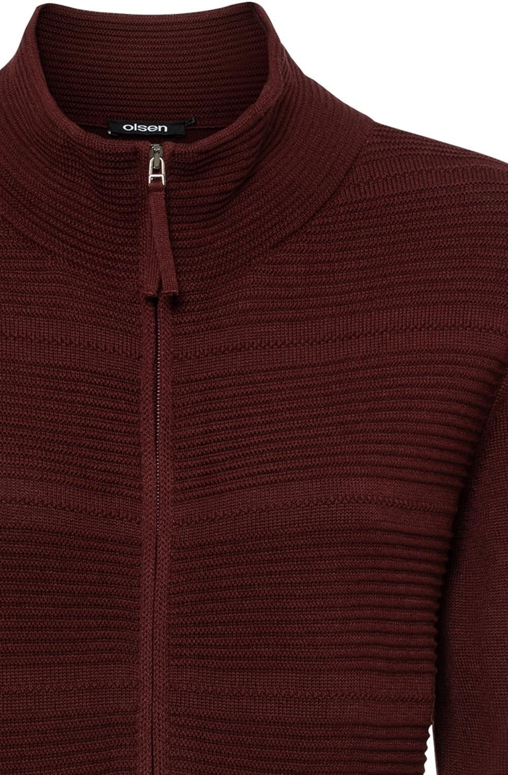 Mulberry Red Horizontal Ribbed Cardigan