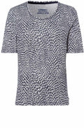 Navy Abstract Square Print T Shirt