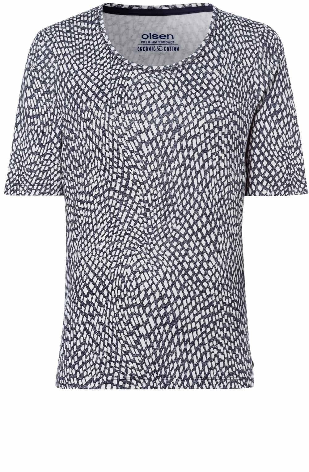 Navy Abstract Square Print T Shirt