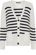 Navy and Off White Striped Cardigan