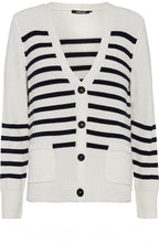 Navy and Off White Striped Cardigan