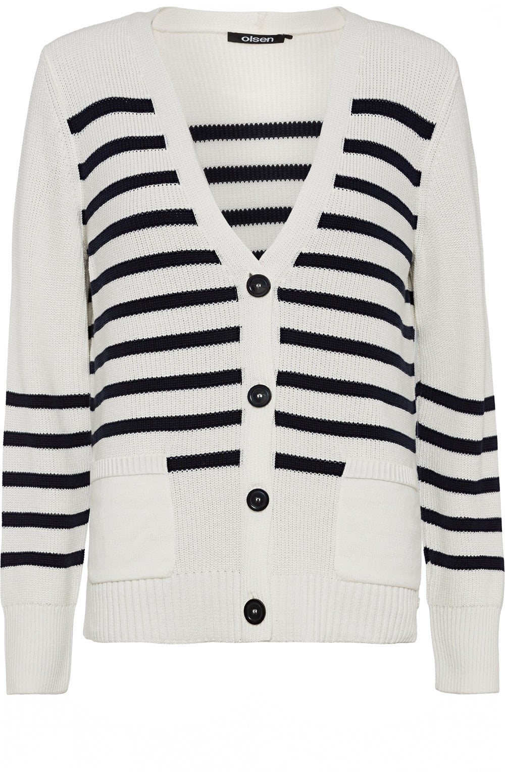 Navy and Off White Striped Cardigan