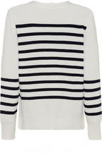 Navy and Off White Striped Cardigan