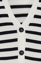 Navy and Off White Striped Cardigan