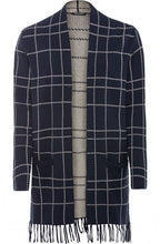 Navy Check Print Cardigan
