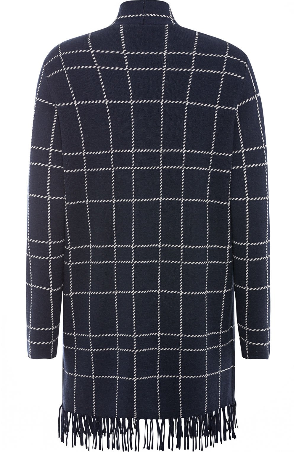 Navy Check Print Cardigan