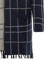 Navy Check Print Cardigan
