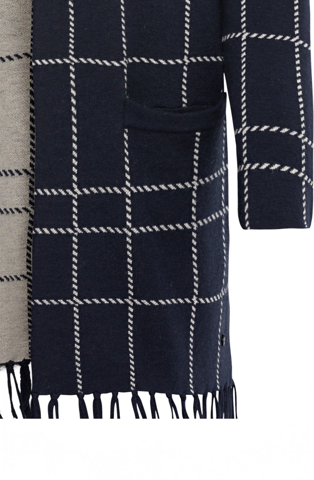 Navy Check Print Cardigan